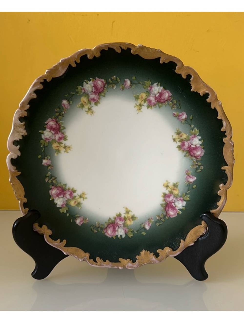 Antique T V Limoges France Venice Roses Gold Trim Plate